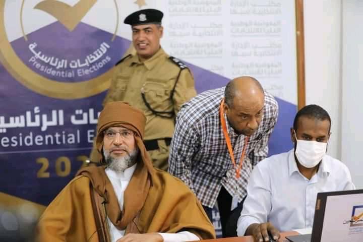 Saif Al-Islam at the registration center in Sebha, Libya. Photo: Twitter